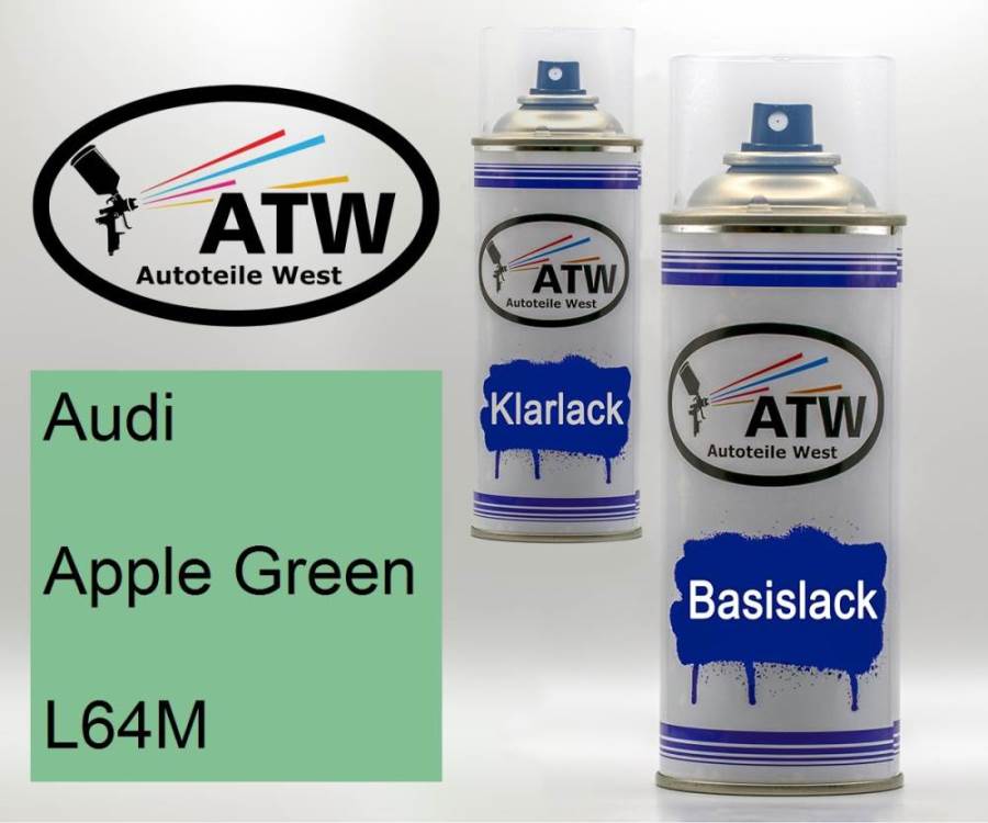 Audi, Apple Green, L64M: 400ml Sprühdose + 400ml Klarlack - Set, von ATW Autoteile West.